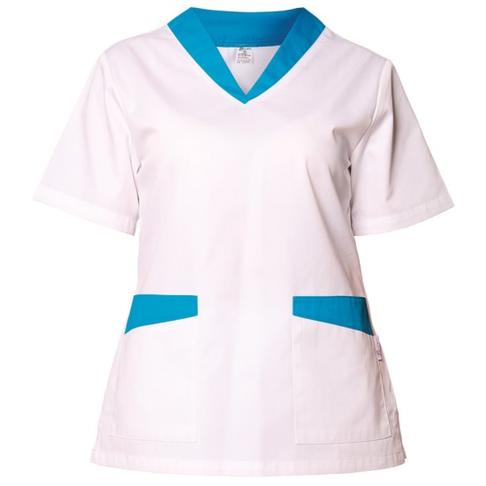 Bluza medicală FABIANA - alb și albastru