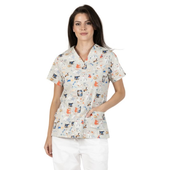Tunică medicală pentru femei BAMBINA I Câini - pisici