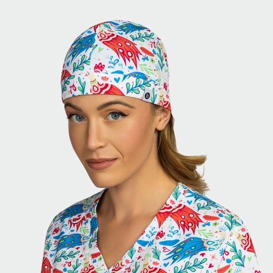 Bonetă medicală MODENA - Colourful Peacock