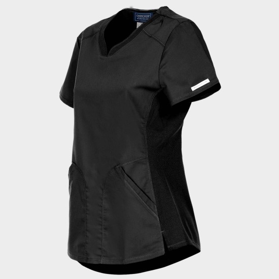 Tunică medicală damă  CHEROKEE V-NECK BLACK WWE601