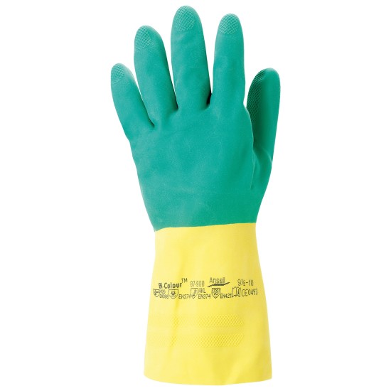 Mănuși din latex/neopren ALPHA TEC | Verde/Galben