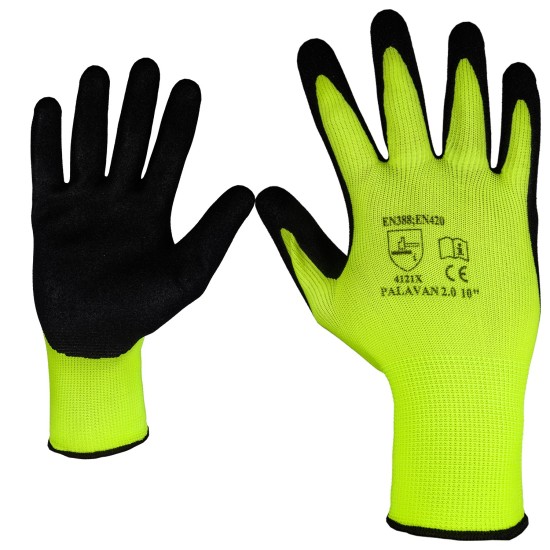 Mănuși acoperite cu latex PALAVAN 2.0 | Galben/Negru