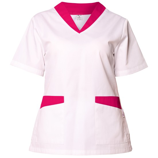 Bluza medicală FABIANA - alb și roz