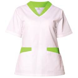 Tunică medicală FABIANA - alb și verde