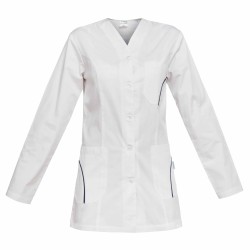 Bluza medicala cu maneca lunga SAVINA | Alb | Albastru închis