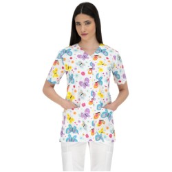 Tunica medicala dama cu nasturi CARINA | Flori | Fluturi