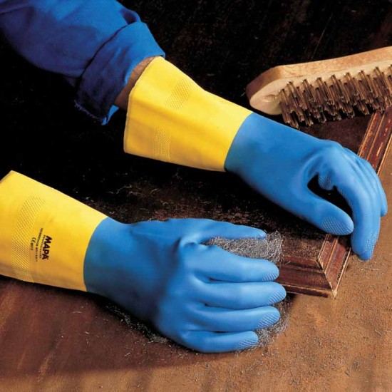 Mănuș de protectiei de lucru din neopren | Latex ALTO 405 | Albastru | Galben