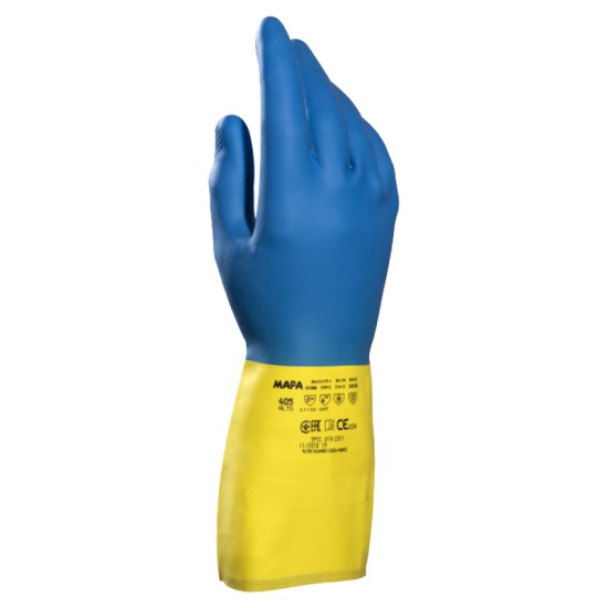 Mănuș de protectiei de lucru din neopren | Latex ALTO 405 | Albastru | Galben